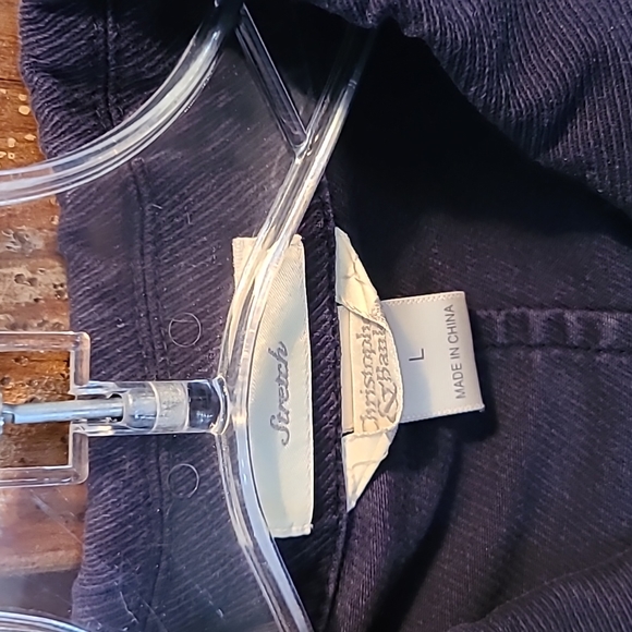 Dark blue, twill, Christopher & Banks Jacket with long sleeves and peplum hem. - Picture 3 of 4